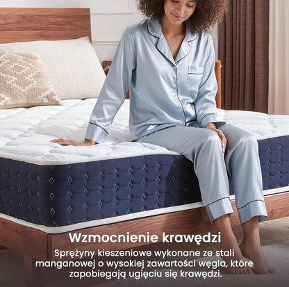 Coolvie Matras, 160 x 200 cm, orthopedische 7-zone pocketveringmatras, H3, hoogte 20 cm, met gel-traagschuim voor zijslapers en rugslapers, Oeko-Tex gecertificeerd