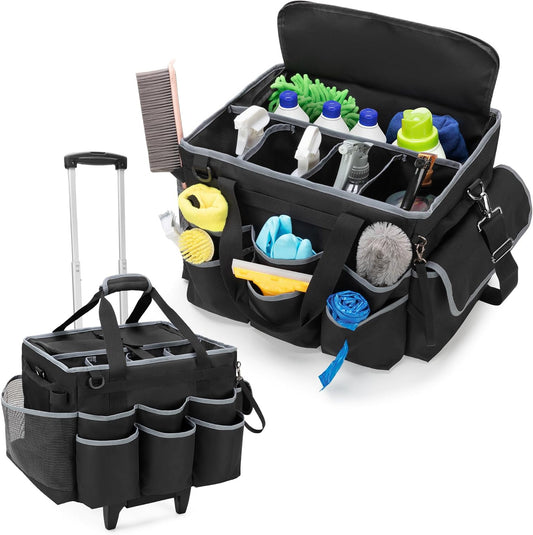 Grote Schoonmaakmand – Schoonmaakbox – Opbergmand – Schoonmaaktrolley – Organisatietas – Met Afneembare Trolley – Waterafstotende Aluminium Bodem