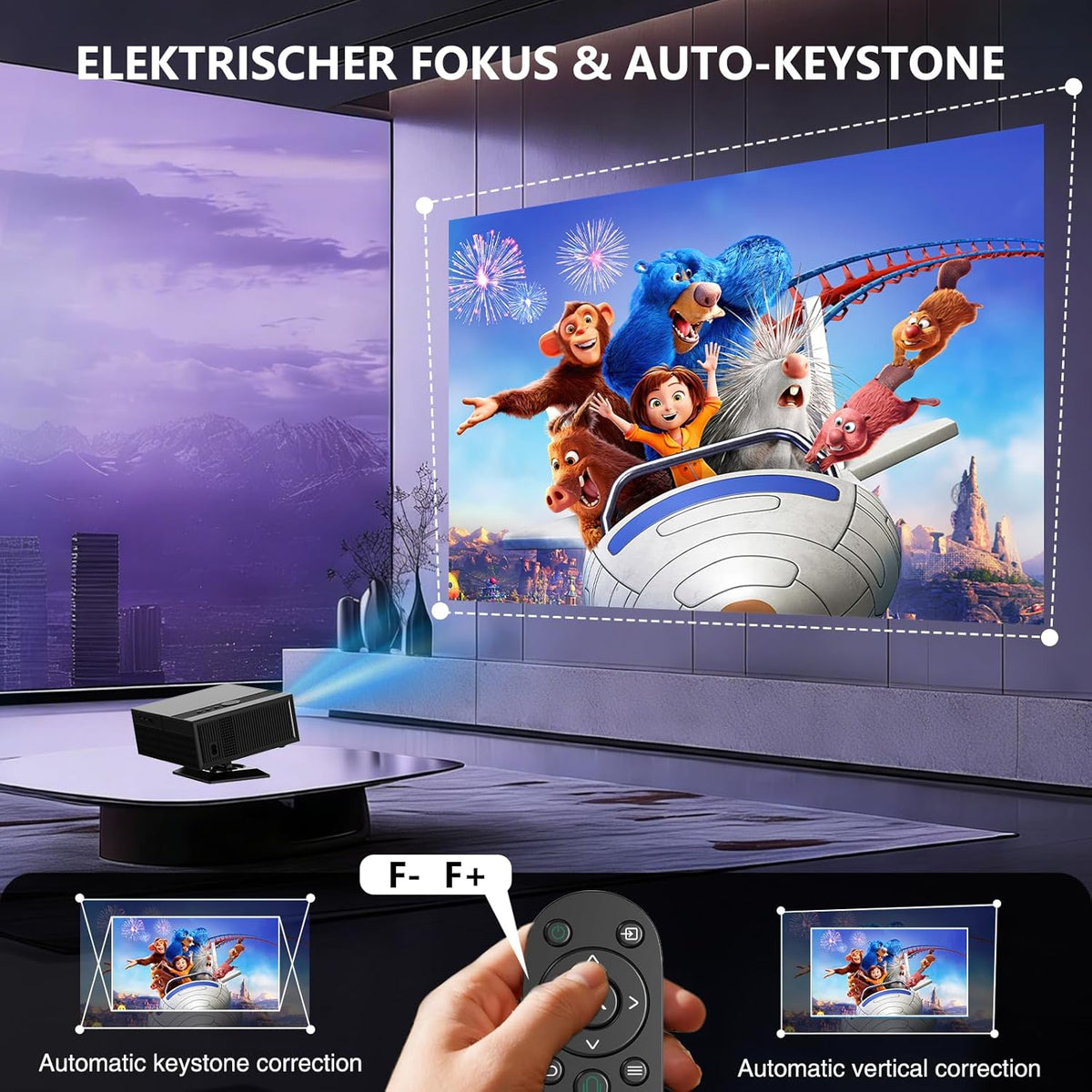 Projector 4K【Netflix Gecertificeerd & Google TV】Draagbare Beamer【8K Ondersteuning & 1080P Native】Slimme Projector met Dolby Audio, Video Projector met WiFi/Bluetooth voor Home Cinema,Buiten