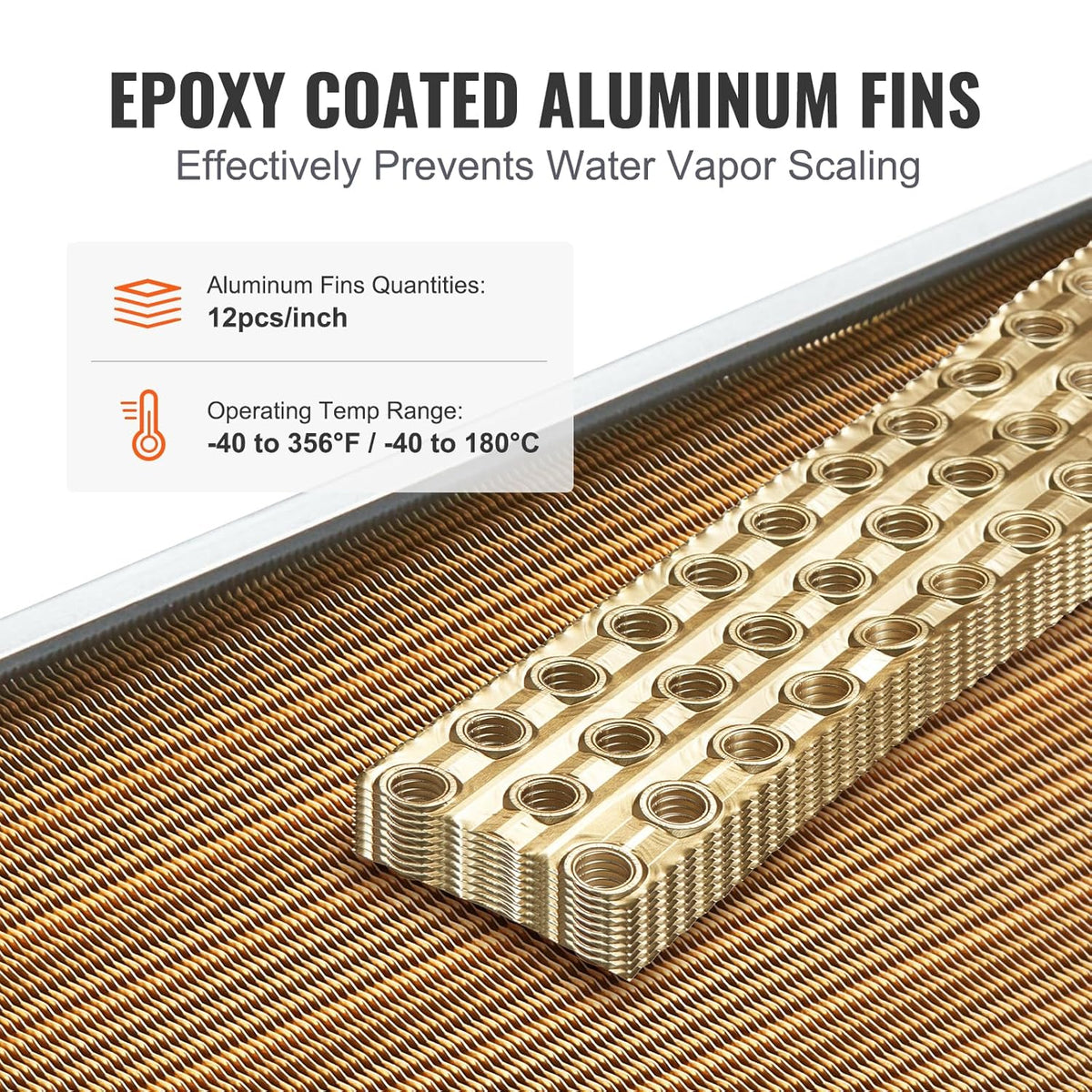 VEVOR Warmtewisselaar van water naar lucht, 20 "x 20" met 3-rij 3/8" koperen poorten, 242 aluminium vinnen warmtewisselaar voor houtovens buiten, woonverwarming en koeling, en geforceerde
