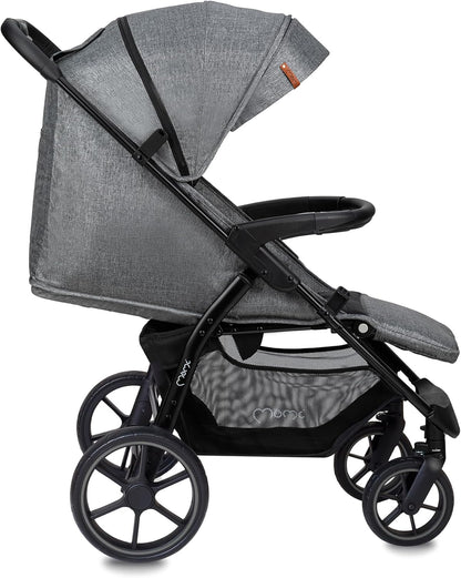 MoMi Miya EVA, kinderbuggy vanaf de 6e maand (tot 22 kg), verstelbare 5-punts veiligheidsgordel, boodschappenmand, voetenzak, bekerhouder, regenbescherming en insectenbescherming
