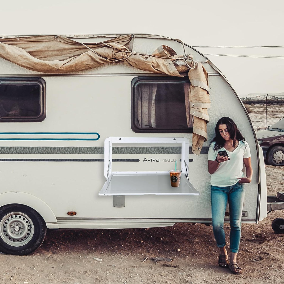 Opvouwbare Picknick Tafel voor Campervan - Buiten Wandtafel Kit Met Afsluitbare Muur Bevestiging - Aluminium Legering voor Motor en Thuis