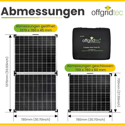 Offgridtec® Solarkoffer 200 W 12 V plug & play met geïntegreerde opstand en draagtas zonder laadregelaar