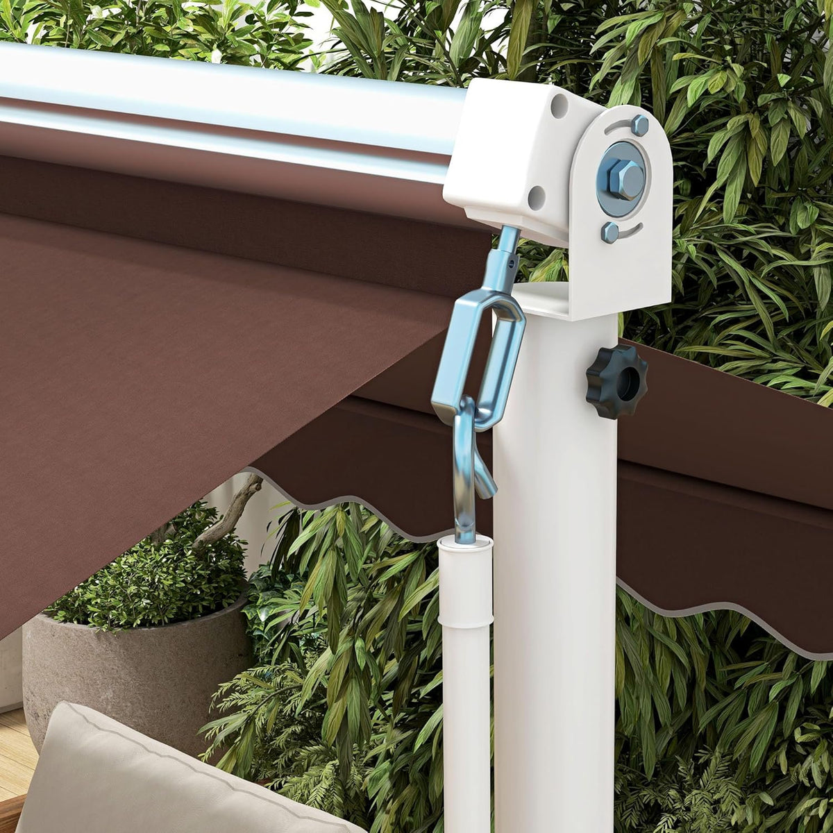 Vrijstaande Luifel – Staande Zonwering – Tuinluifel – Balkonluifel – Overkapping – Verstelbare Dakhoek – Waterafstotend PU-Polyester – 450x340x255 cm – Koffiekleur