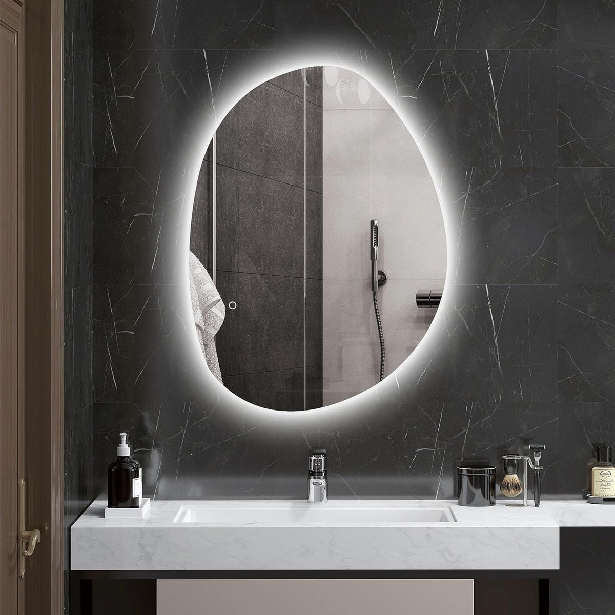 Badkamerspiegel – LED Spiegel – Verlichte Spiegel – Dimbare Spiegel – Wandspiegel – Anti-Condensfunctie – 80 x 60 cm Gehard Glas