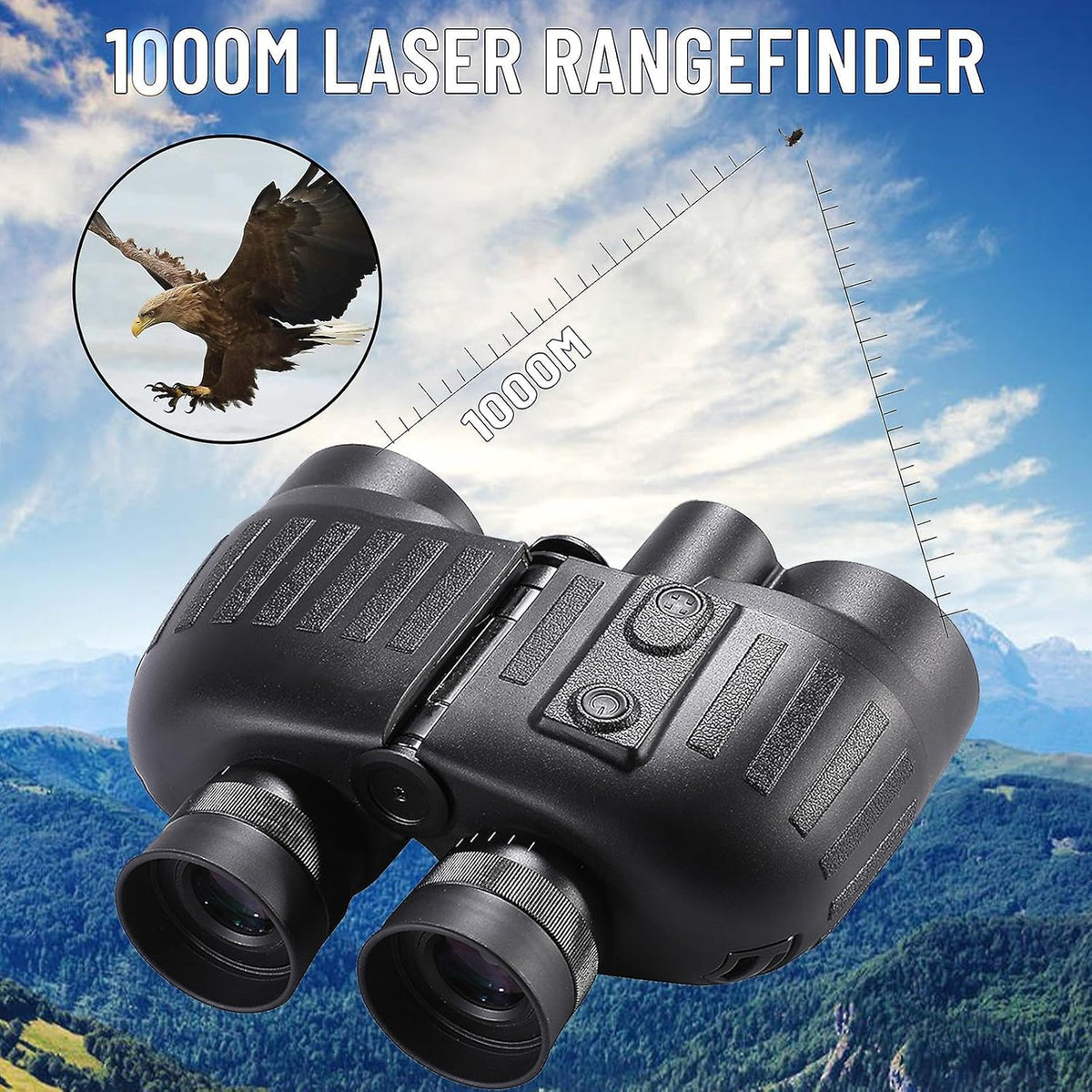 8x40 verrekijker voor volwassenen uitgerust met afstandsmeter en kompas, IP65 waterdichte UHD-verrekijker, gezichtsveld 8°, OLED-glas voor vogels kijken, zeilen, varen vissen