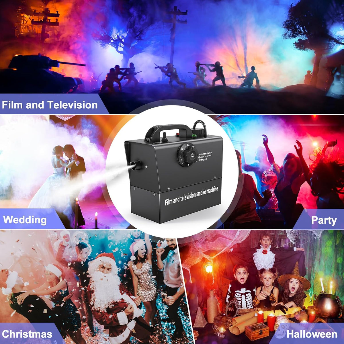 Rookmachine, Mistmachine, Rookmachine op Accu, Handmistmachine 400 W, 21000 mAh, zichtbare stroom, voor theater, film- en tv-filmwerkzaamheden, Halloween, Kerstmis, feesten, familiefeesten