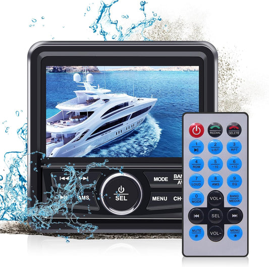 Geloo Marine Boot Stereo radio, waterdicht, MP5 multimediaspeler met 4,1 inch led-digitaal display, AM/FM-radio-ontvanger, universeel voor boten, jachten of golfwagens, ATV's