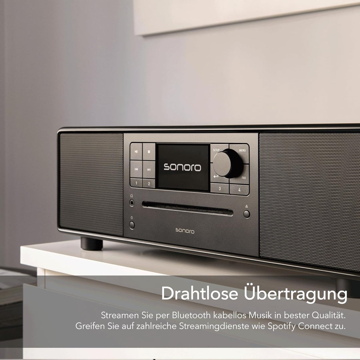 sonoro Prestige compact systeem met cd-speler (FM, DAB Plus, Spotify, Deezer), mat zwart