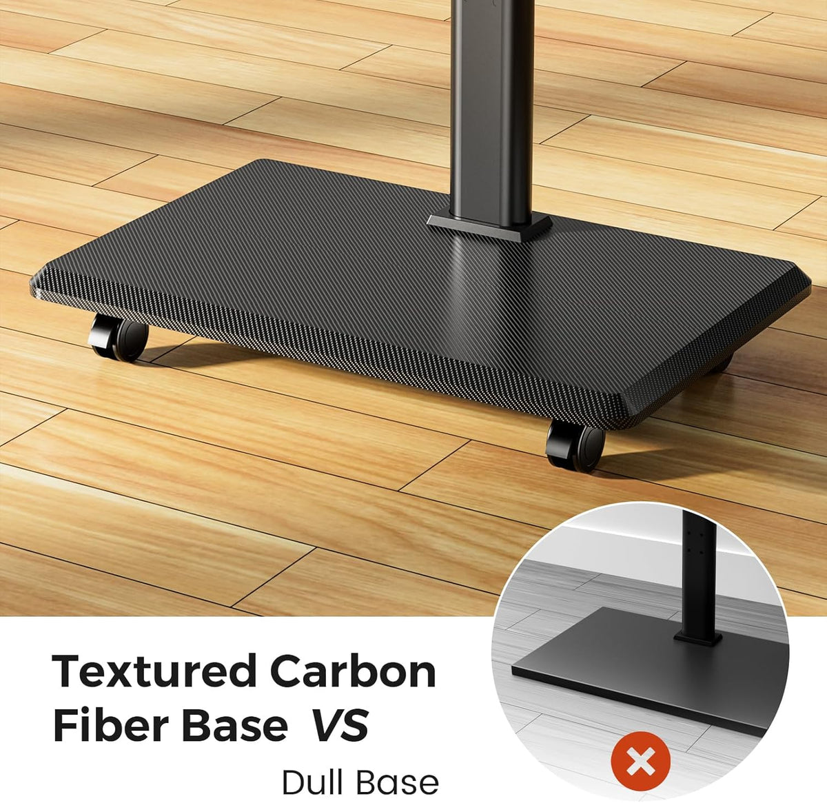 Mobiele tv-kar rollende tv-standaard voor schermen van 26-70 inch, mobiele tv-kar voor maximaal 80 lbs, 25° draaibaar met 6 niveaus van hoogteverstelling voor optimaal zicht, tv-standaards voor