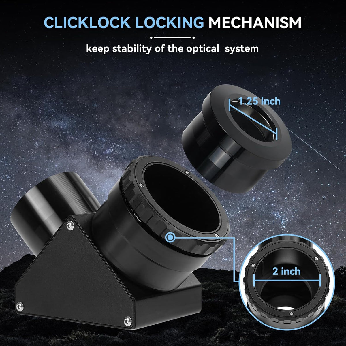 Svbony SV223 Diagonale Spiegel, 2" 90° Sterdiagonaal met 1,25" Adapter en Koolstofvezelmateriaal, 99% Reflectiviteit Zenith Spiegel voor Planetaire Deep Sky Visual