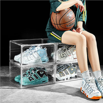 MECC Duidelijke schoenbox, stapelbare acrylschoenenkast, met magneetdeur, 36 x 27 x 20 cm (Clear Front Deur, 6 stuks)