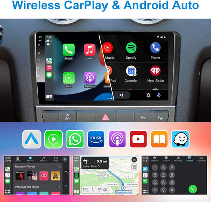 Woibugee Android 10 autoradio Wireless CarPlay Wireless Android auto voor Audi_A3 S3 RS3 2 GB + 32 GB 9 inch QLED scherm AM FM RDS radio WiFi dubbele Bluetooth audio auto stereo met navigatie