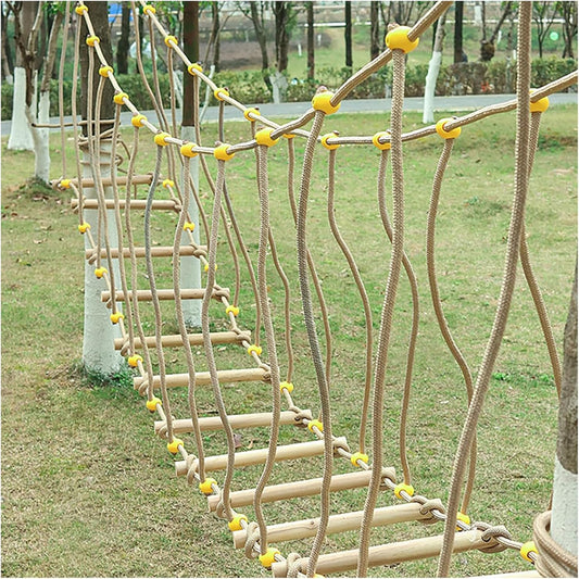 Kleuterschool outdoor brug swingende kinderen sport en fysieke fitness trainingsapparatuur Enige houten brug balance brug klimframe(Size:3m)