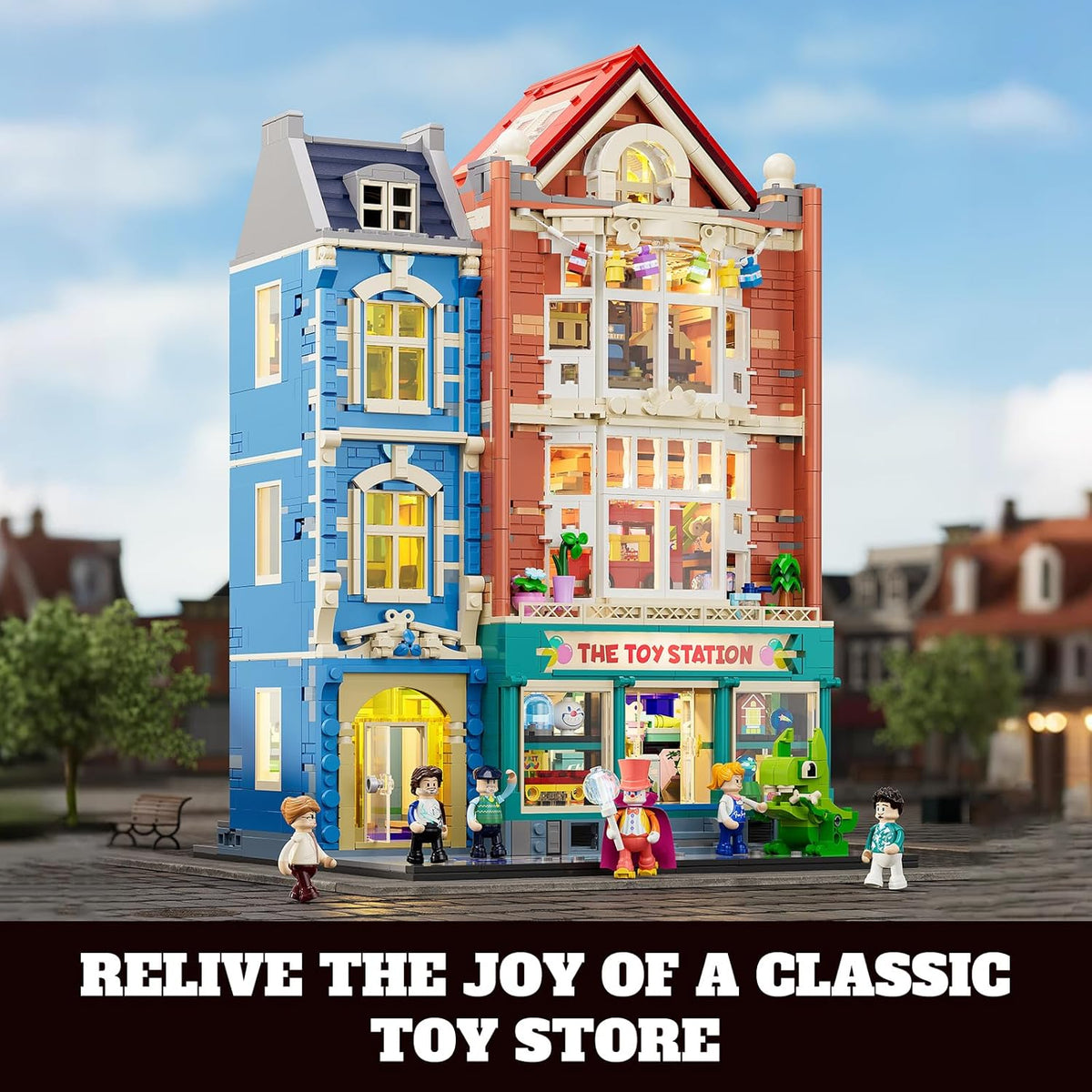 Lumibricks Speelgoedwinkel bouwset met licht, 3086 stuks, modulair gebouw, 2-in-1 Bauhaus & poppenhuis, cadeau-idee voor tieners en volwassen speelgoedfans, L9100