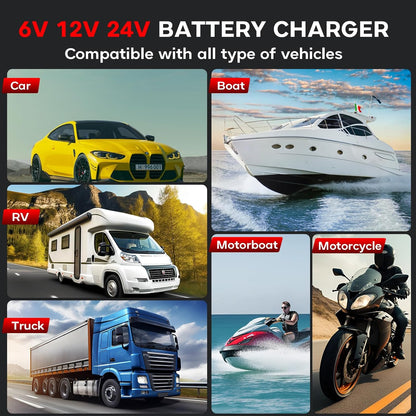 Autoacculader – Acculader – Batterijlader – Oplader – Accu Onderhoudsapparaat – 40 A Laadstroom – Geschikt Voor 6V/12V/24V Batterijen