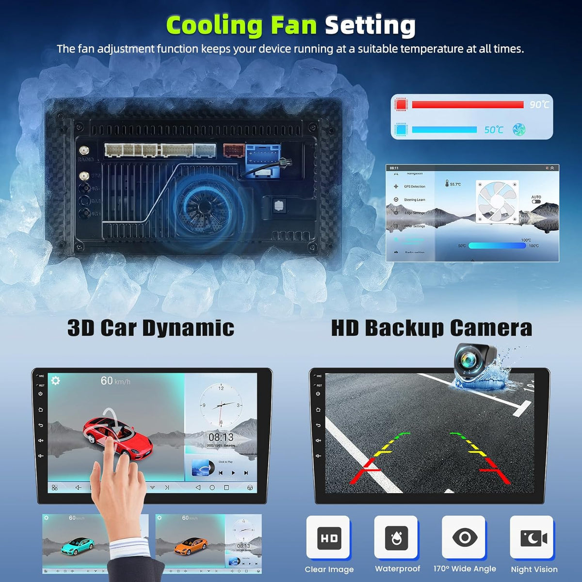 8 Core Qualcomm Android 15 4+64G Autoradio für Ford Focus Exi MT 2 3 MK2 MK3 2004-2011, 9 "Touchscreen Radio mit CarPlay Android Auto GPS WiFi FM/RDS DSP 3D Auto Modell Showcase+Rückfahrkamera