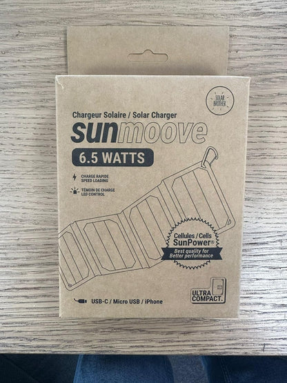 SUNMOOVE 16 W SOLAR BROTHER zonne-oplader, opvouwbaar, zonnepaneel, USB-poort 3,2 A, USB-kabel inbegrepen