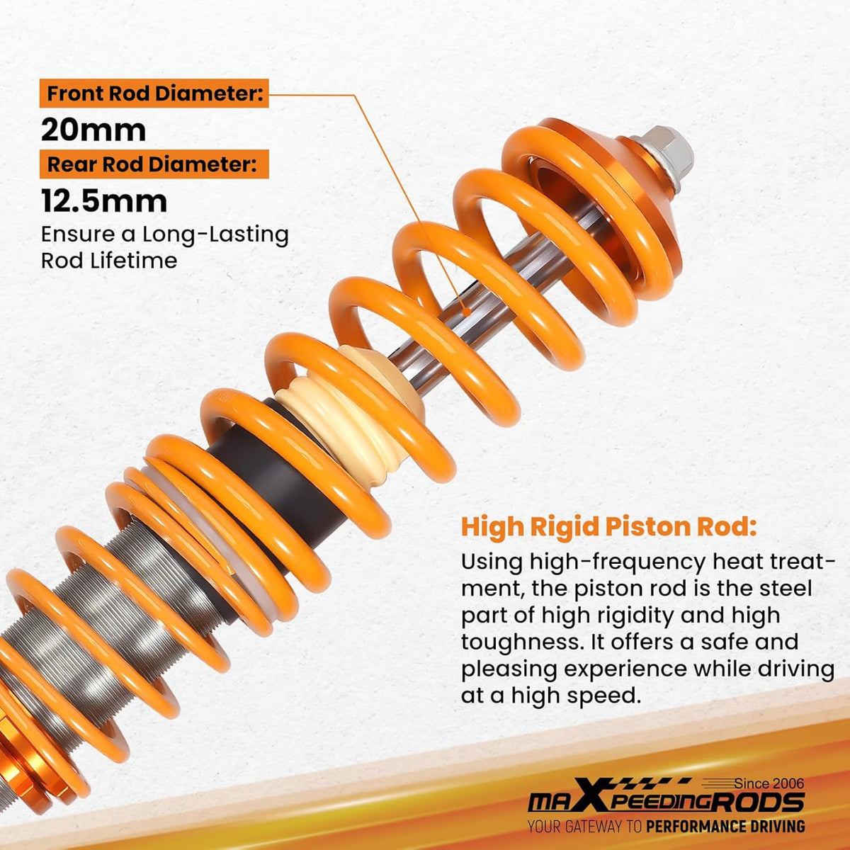 maXpeedingrods Set van 4 Coilover-combi-schroefdraad veerset schokdempers in hoogte verstelbaar voor VW Golf Mk2, Golf Mk3, Jetta Mk2, Jetta/Vento Mk3, Corrado 1989-1995, Toledo Mk1 goud