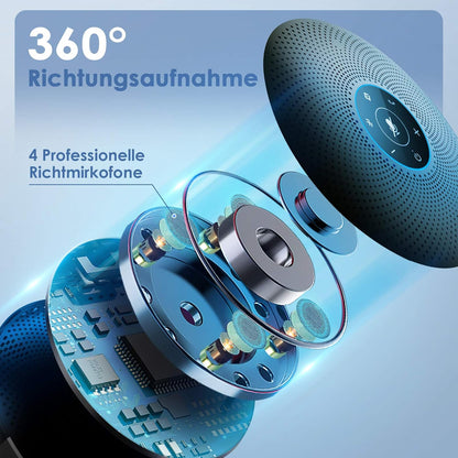 eMeet M2 Max Bluetooth conferentieluidspreker met 4 AI-microfoons, voor 10-15 personen, full duplex oproep, conferentiemicrofoon met AUX, dongle, plug & play, voor Skype, zoom enz.
