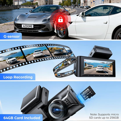 Dashcam Auto Voor en Achter – Dashboardcamera – Autocamera – Dubbele Dashcam – Auto Camera – 4K Voorcamera + 2,5K Achtercamera – 5,8GHz WiFi en GPS