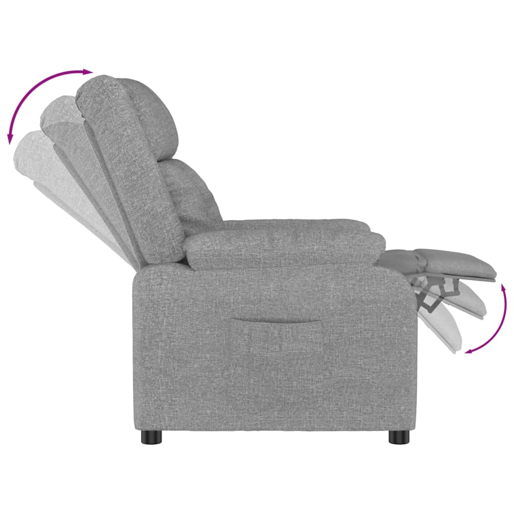 Relaxstoel – Fauteuil – Lounge Stoel – Verstelbare Stoel – Leunstoel – Lichtgrijs – 3 Verstelbare Standen – Stevig Hout-Metaal Frame
