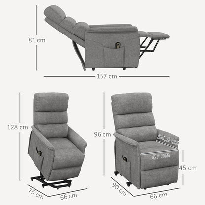 Elektrische TV-Stoel – Relaxstoel – Seniorenstoel – Opstaanstoel – Verstelbare Fauteuil – Elektrische Opstahulp – Verstelbare Rugleuning Tot 135° – Ademend Linnenlook Materiaal
