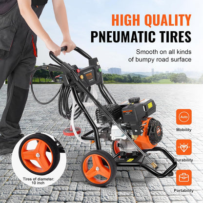Gas Hogedrukreiniger – Benzine Hogedrukspuit – Drukreiniger – Schoonmaakmachine – 3400 PSI – 210cc 7 PK Motor – Aluminium Pomp – 5 Sproeiers – 10L/min Waterdoorvoer