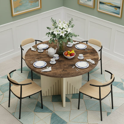 Eettafel – Ronde Tafel – Keukentafel – Diner Tafel – Ontbijttafel – Landelijk Design – Krasbestendig – Ø 100 cm