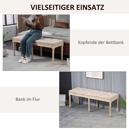 Vintage Bankje – Zitbankje – Schoenenbank – Retro Bank – Meubelbank – Creme Wit – Button Tufting – Gedraaide Poten – Comfortabel Zitvlak – Duurzame Constructie