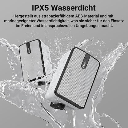 Inwa Bluetooth-Outdoorluidspreker, Draadloos Geluidssysteem voor Binnen en Buiten, IPX5-Waterdicht, 250W (2 Stuks Sync Speaker & AC/DC-Adapter, 1 Afstandsbediening, RMS 25W)