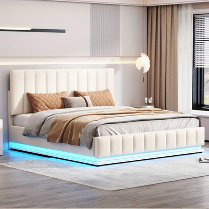 Tweepersoons Bedframe – Slaapbank – Bedframe Met Hoofdbord – Boxspringvloer – Bedframe 160x200cm – Verstelbaar Hoofdbord – Stevig Metalen Lattenbodem