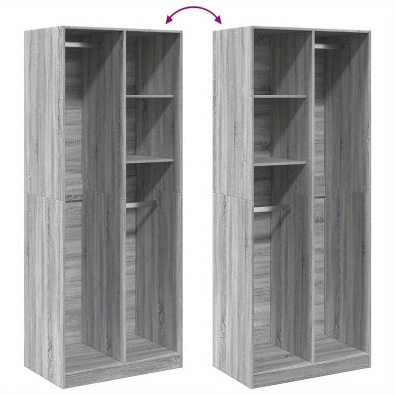 Kledingkast – Garderobekast – Opbergkast – Dressoirkast – Kast – Grijs Sonoma Eiken – Behandeld Hout – Compact en Ruim 80x50x200 cm