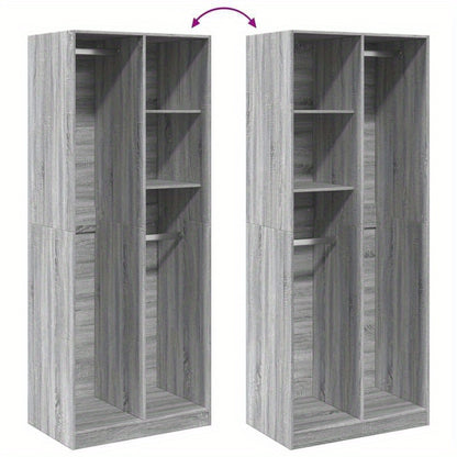 Kledingkast – Garderobekast – Opbergkast – Dressoirkast – Kast – Grijs Sonoma Eiken – Behandeld Hout – Compact en Ruim 80x50x200 cm