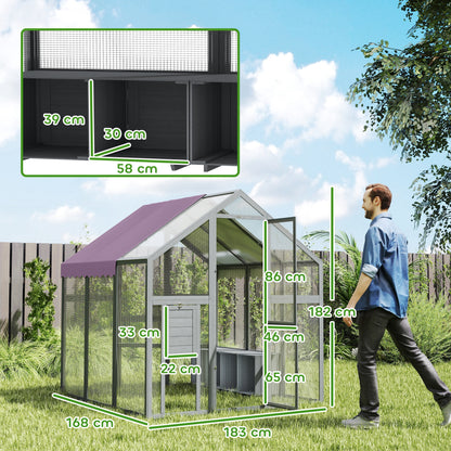 Kippenren – Kippenhok – Hennenren – Kip Verblijf – Kip schuilstal – Waterdicht Dak – 2 Nestkasten En 2 Zitstokken – Ruim Voor 6-8 Kippen – 1,7x1,8x1,8 Meter