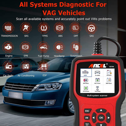 OBD2 Diagnoseapparaat – Autoscanner – Foutcode Lezer – Diagnose Scanner – OBD Lezer – 8 Speciale Resetfuncties – 2,8 Inch Kleurenscherm
