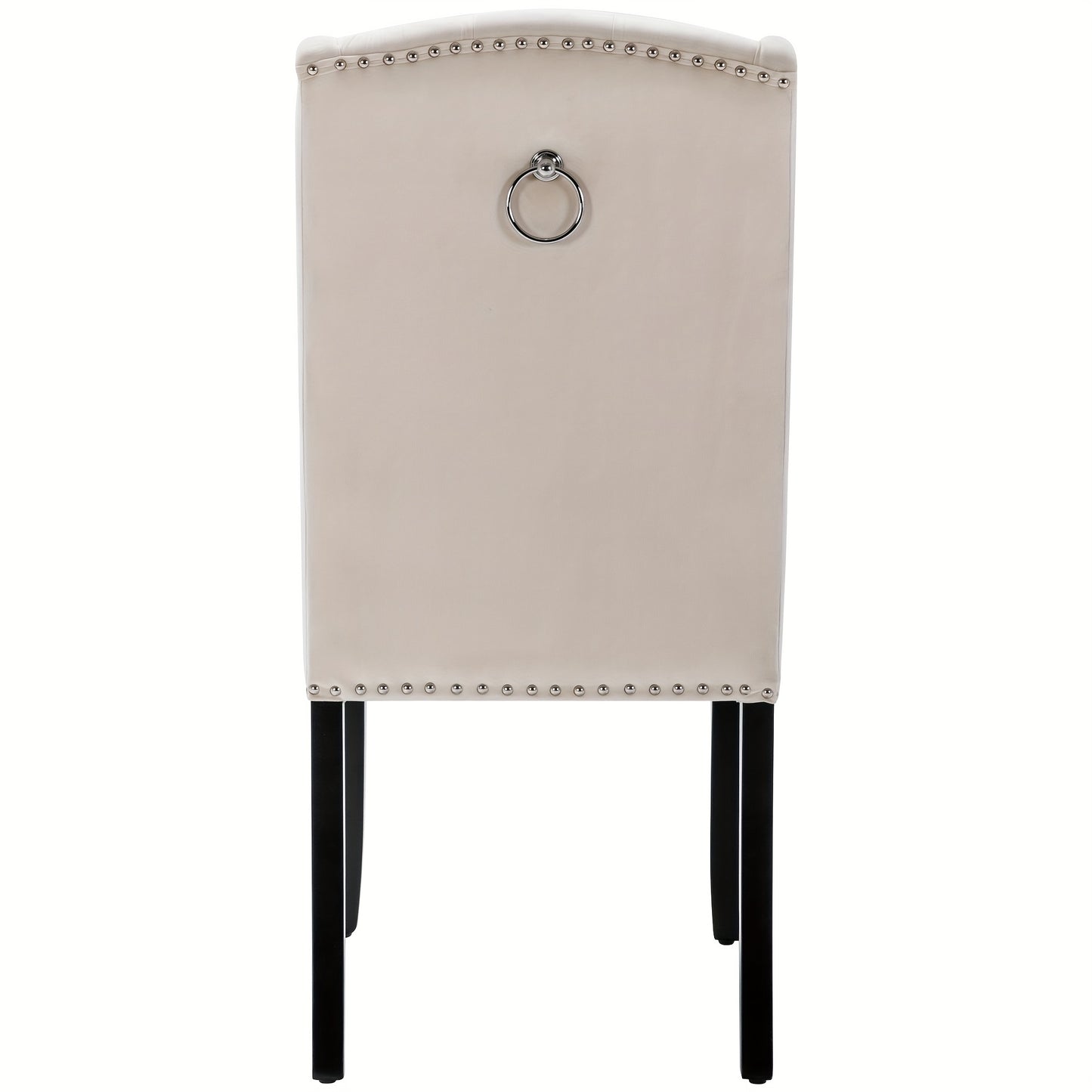Eetkamerstoelen – Stoelen – Kuipstoelen – Keukenstoelen – Lounge Stoelen – Set Van 4 – Beige Velvet – Massief Eikenhouten Poten – Decoratieve Knopen En Nagelrand