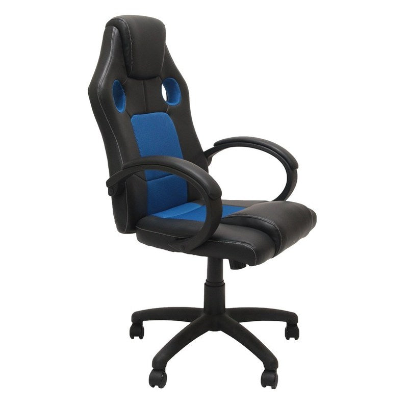 Draaistoel – Bureaustoel – Gamestoel – Kantoorstoel – Studiefauteuil – Ergonomisch Ontwerp – Blauw Zwart