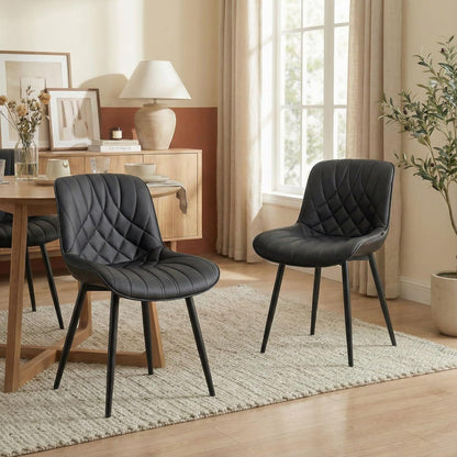YOUNIKE Dining Room Chairs Set of 2 Faux Leather Comfortable Upholstered Chair with Metal Legs Dining Room Chairs Living Room Chair with Backrest - QUORE
