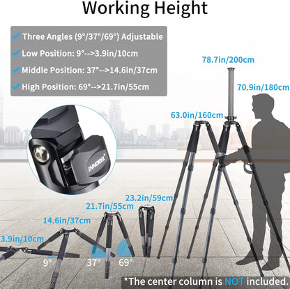 INNOREL RT90C Systematic Koolstofvezel Statief Professioneel Werkhoogte 160cm Max Buis φ40mm Maximale Belasting 88lb/40kg Ultra Stabiel Tripod voor Vogelspotters met 75mm Komadapter Statief Tas