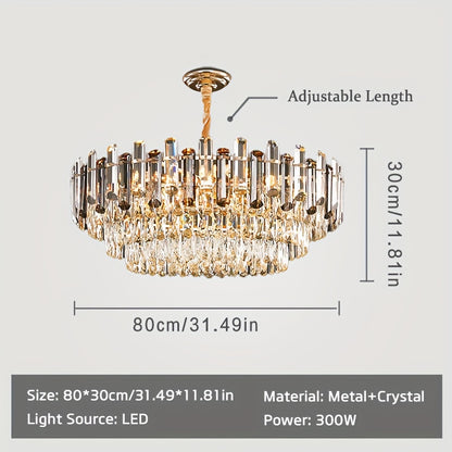 Kristallen Hanglamp – Kristallen Kroonluchter – Design Plafondlamp – Sfeerverlichting – Moderne LED Lamp – Verstelbare Ketting – Gouden Glasmateriaal