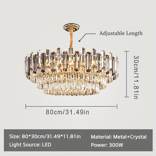 Kristallen Hanglamp – Kristallen Kroonluchter – Design Plafondlamp – Sfeerverlichting – Moderne LED Lamp – Verstelbare Ketting – Gouden Glasmateriaal