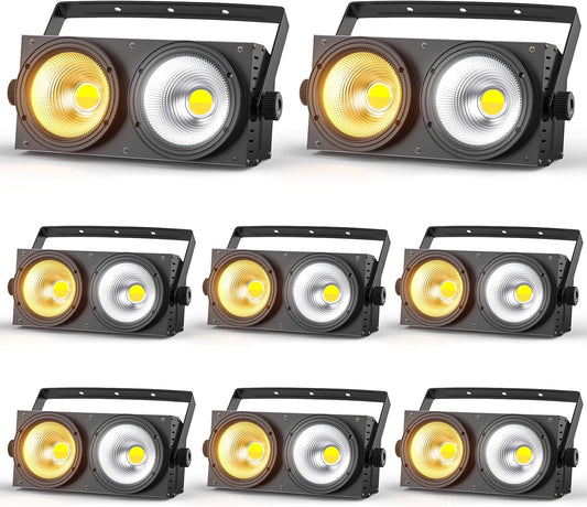 8pcs COB Par, 200W Stage Light Cold/Warm White, 2-in-1 Light Effects Lights with DMX8CH Stage Lighting for Disco, Wedding, Bar Party, Public Lighting