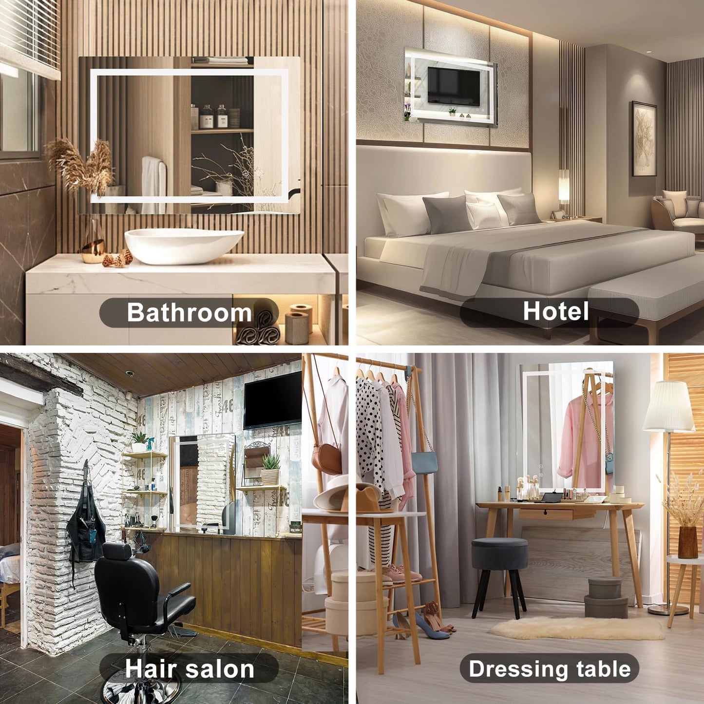 Sanitemodar LED Bathroom Mirror 80 x 100 cm, Bathroom Mirror with Light, Wall Mirror with Touch Switch - QUORE