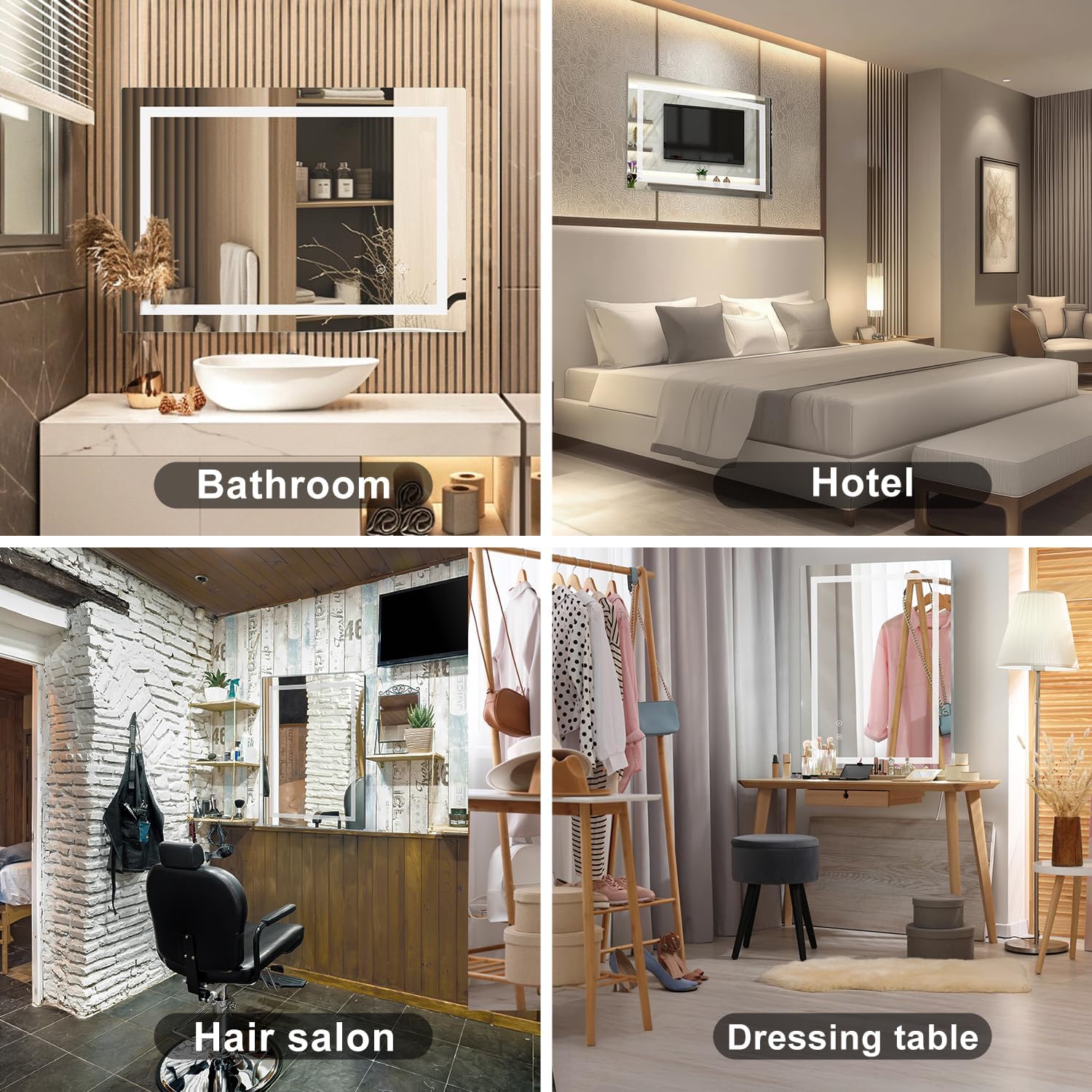 Sanitemodar LED Bathroom Mirror 80 x 100 cm, Bathroom Mirror with Light, Wall Mirror with Touch Switch - QUORE