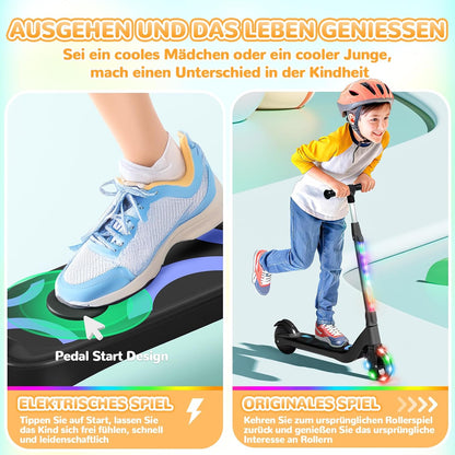 SISIGAD E-step voor kinderen van 6 tot 10 jaar, met knipperende ledlampen en 3 instelbare hoogtes, 45 W motor max. 10 km/u, maximale belasting 70 kg
