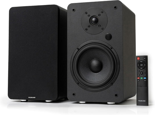 VULKKANO A6 ARC Luidspreker met 16,5 cm (6,5 inch) woofer, Bluetooth 5.0, HDMI ARC, optisch, RCA, USB, met subwoofer-uitgang, hifi-studio-monitoren met elegant design, zwart