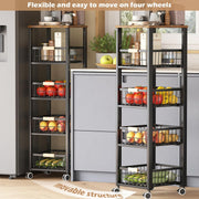 5-Tier - Groenterek - Keukenwagen - Stapelbare Fruitmand - Opbergwagen - met Wielen - voor Badkamer - Keuken - Kantoor - Gelegeerd Staal - 40 x 30 x 107 cm - Zwart
