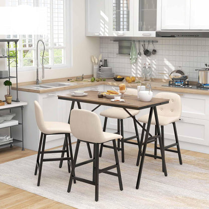Bartafelset – Barset – Bistroset – Hoektafel – Barkrukken – Industrieel Design – 120x60x91 cm – Stalen Frame – Beige