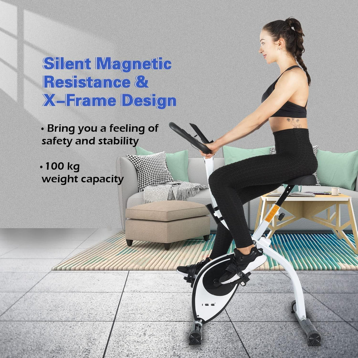 Hometrainer – Fitnessfiets – Trainingsfiets – Indoor Bike – Fietsapparaat – Inklapbaar Ontwerp – 8 Verstelbare Magnetische Weerstanden – LCD Display Met Hartslagmeter
